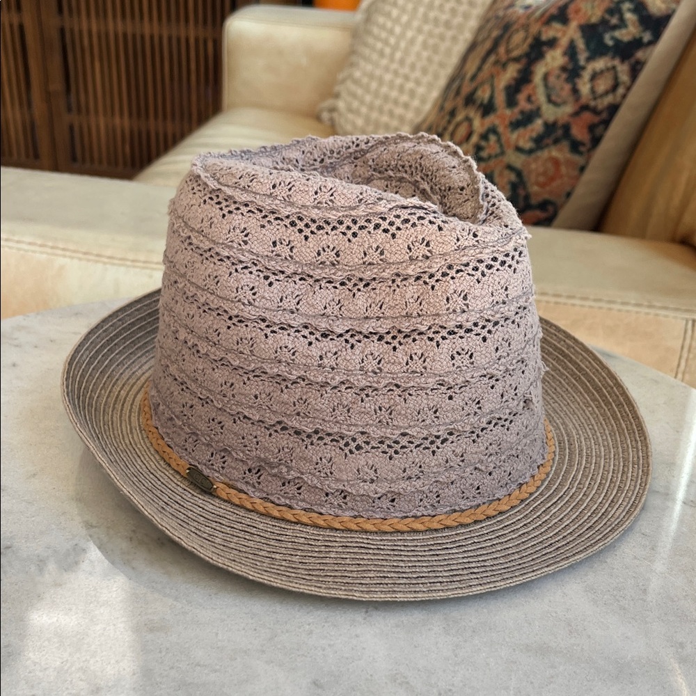CC Boutique Gray Lace Fedora